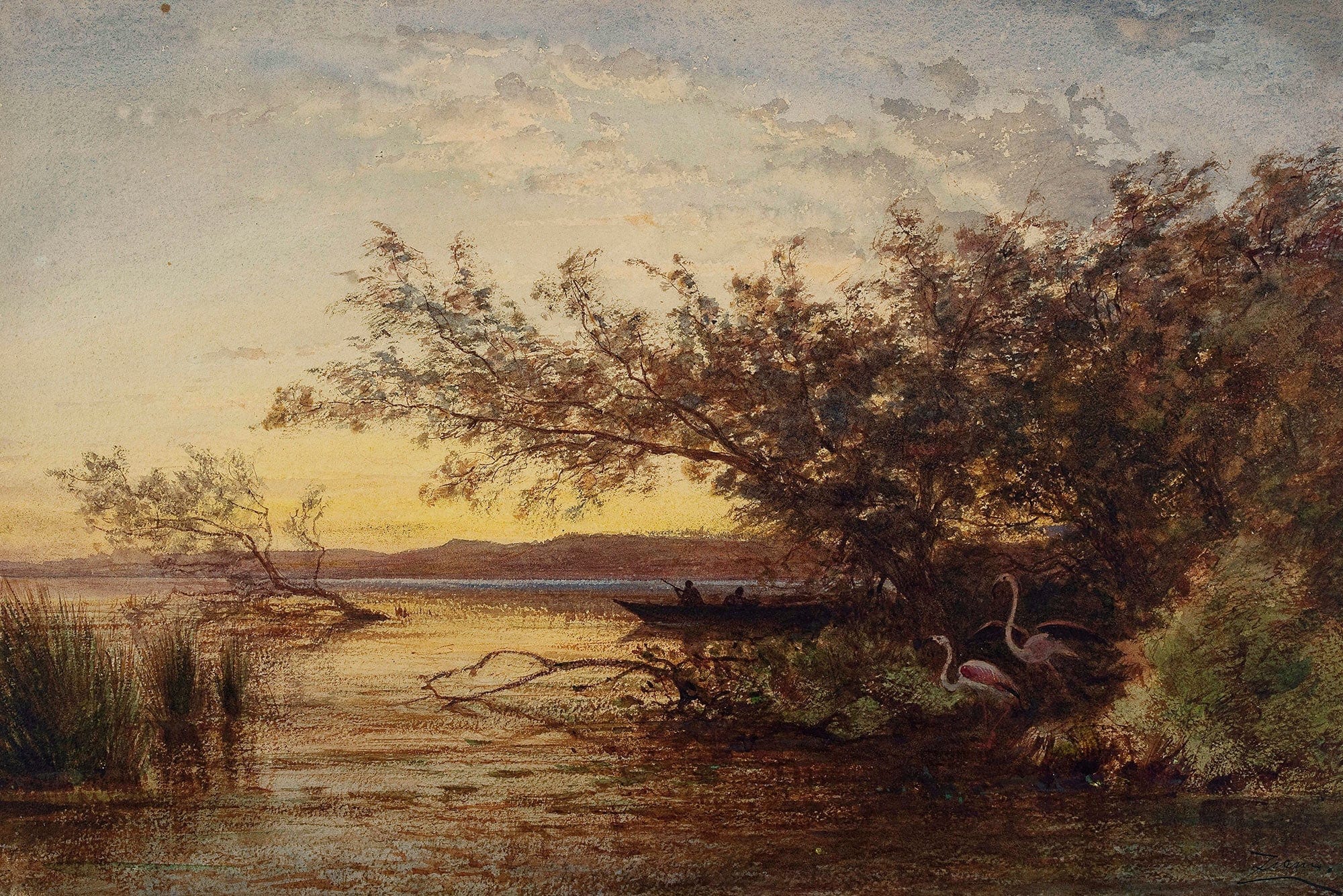 La Camargue Coucher De Soleil by Felix Ziem