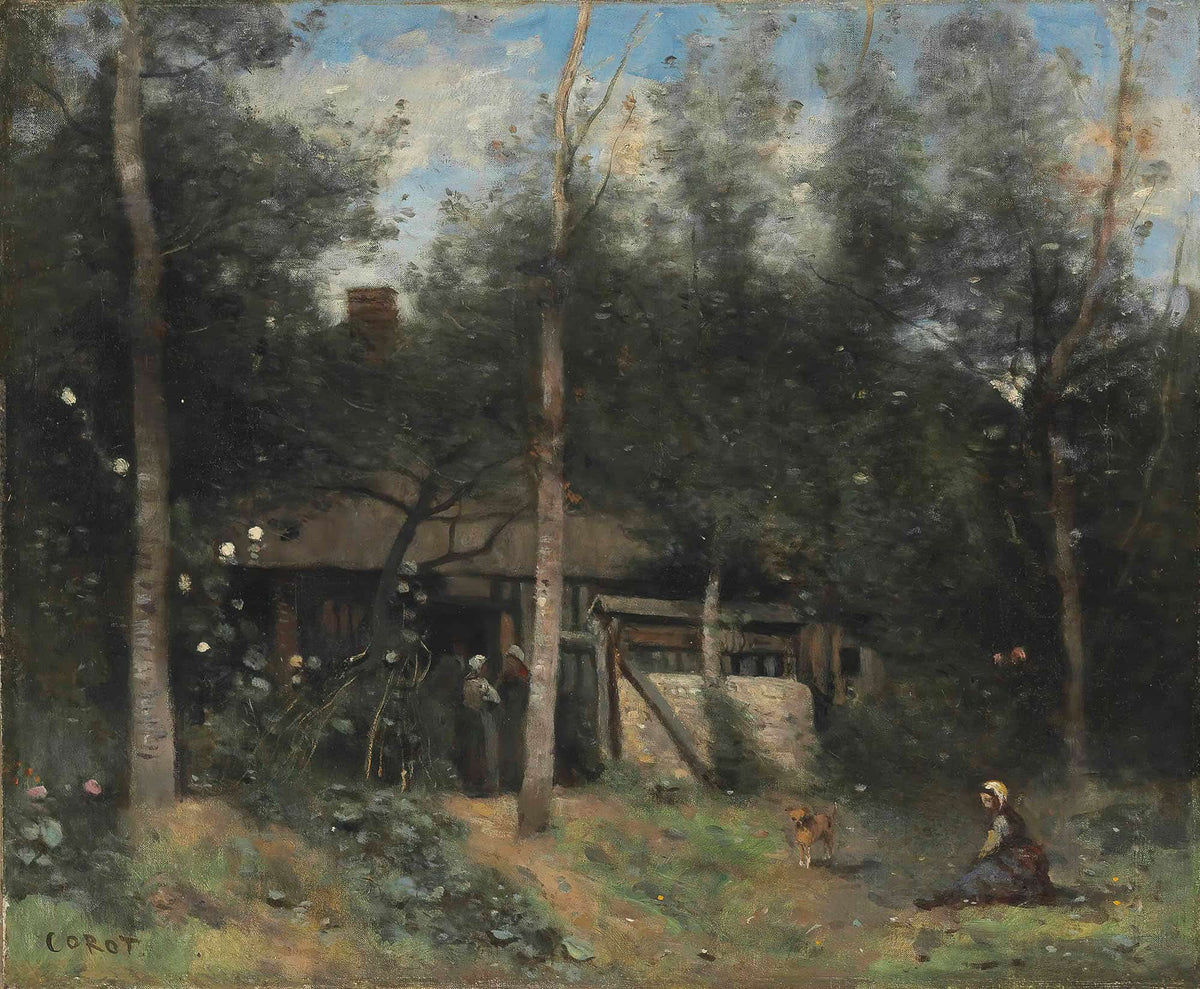 La Chaumiere Aux Sureaux Normandie by Jean Baptiste Camille Corot