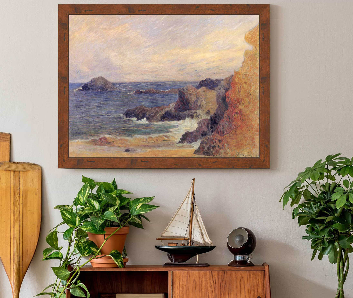 La Cote Rocheuse Ou Rochers Au Bord De La Mer by Paul Gauguin