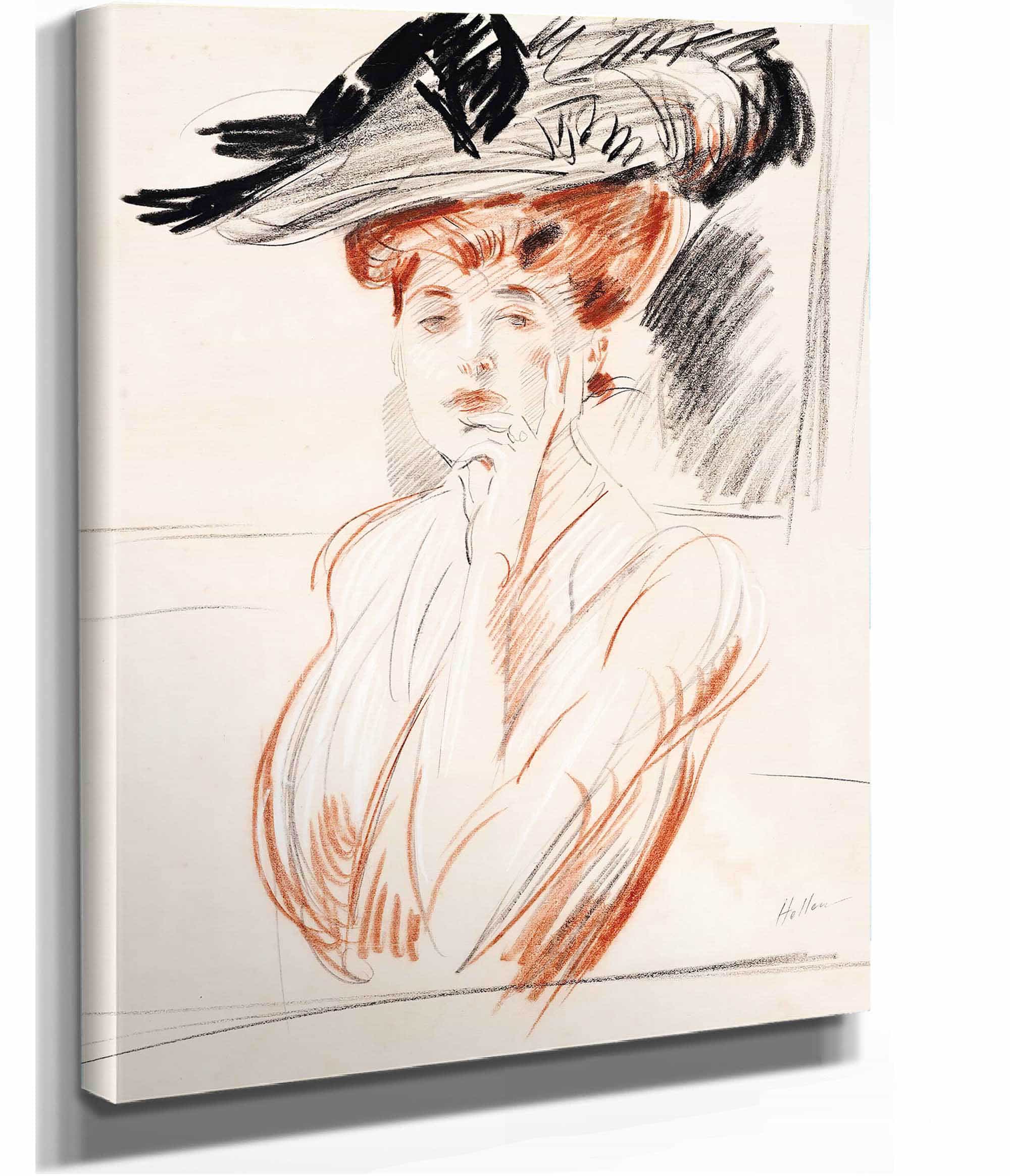 La Dame Au Chapeau Aux Plumes by Paul Cesar Helleu