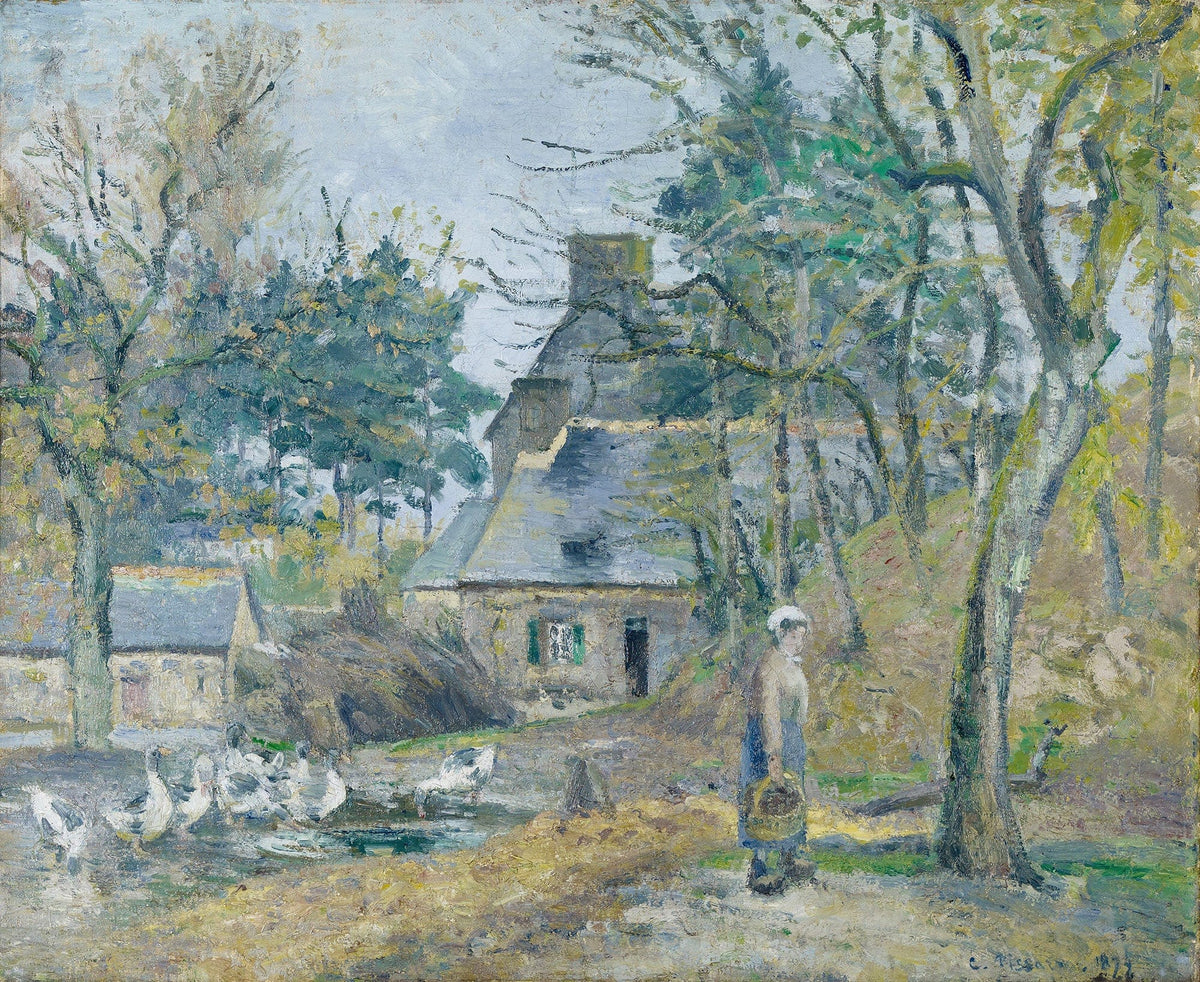 La Ferme A Montfoucault Farm At Montfoucault by Camille Pissarro