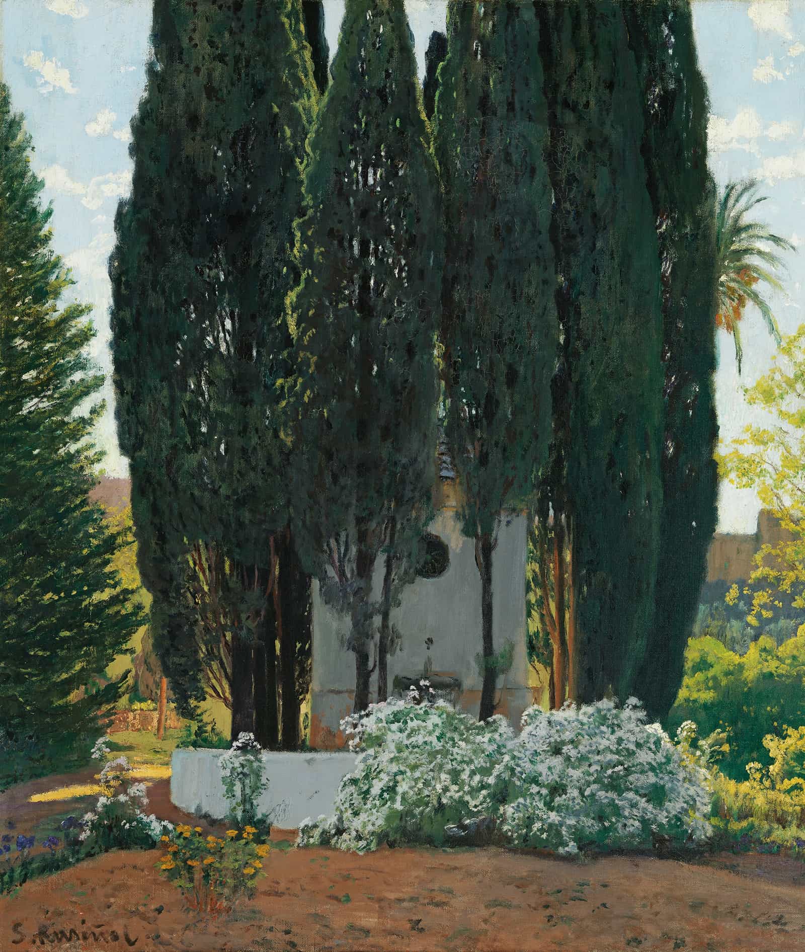La Fuente De Los Cipreses The Cypress Fountain by Santiago Rusinol