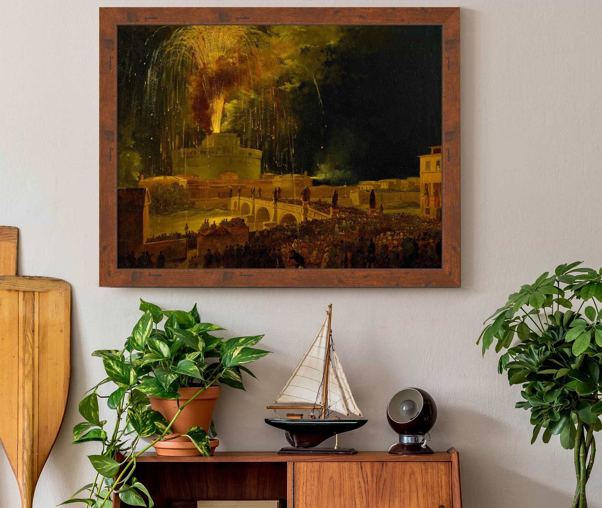 La Girandola Fireworks From Castel Santangelo In Rome S by Ippolito Caffi