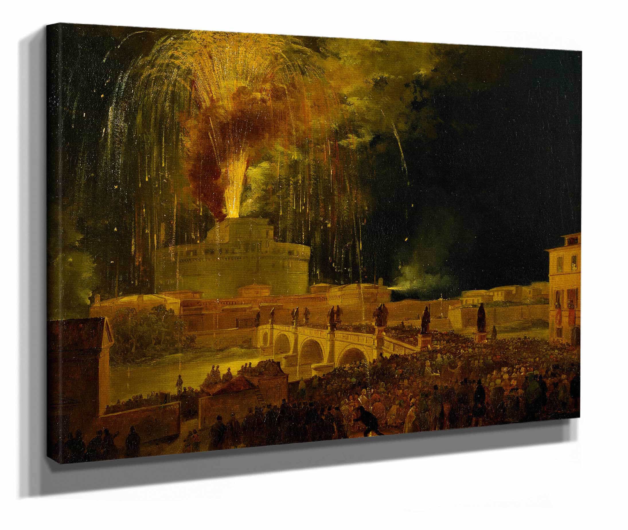 La Girandola Fireworks From Castel Santangelo In Rome S by Ippolito Caffi