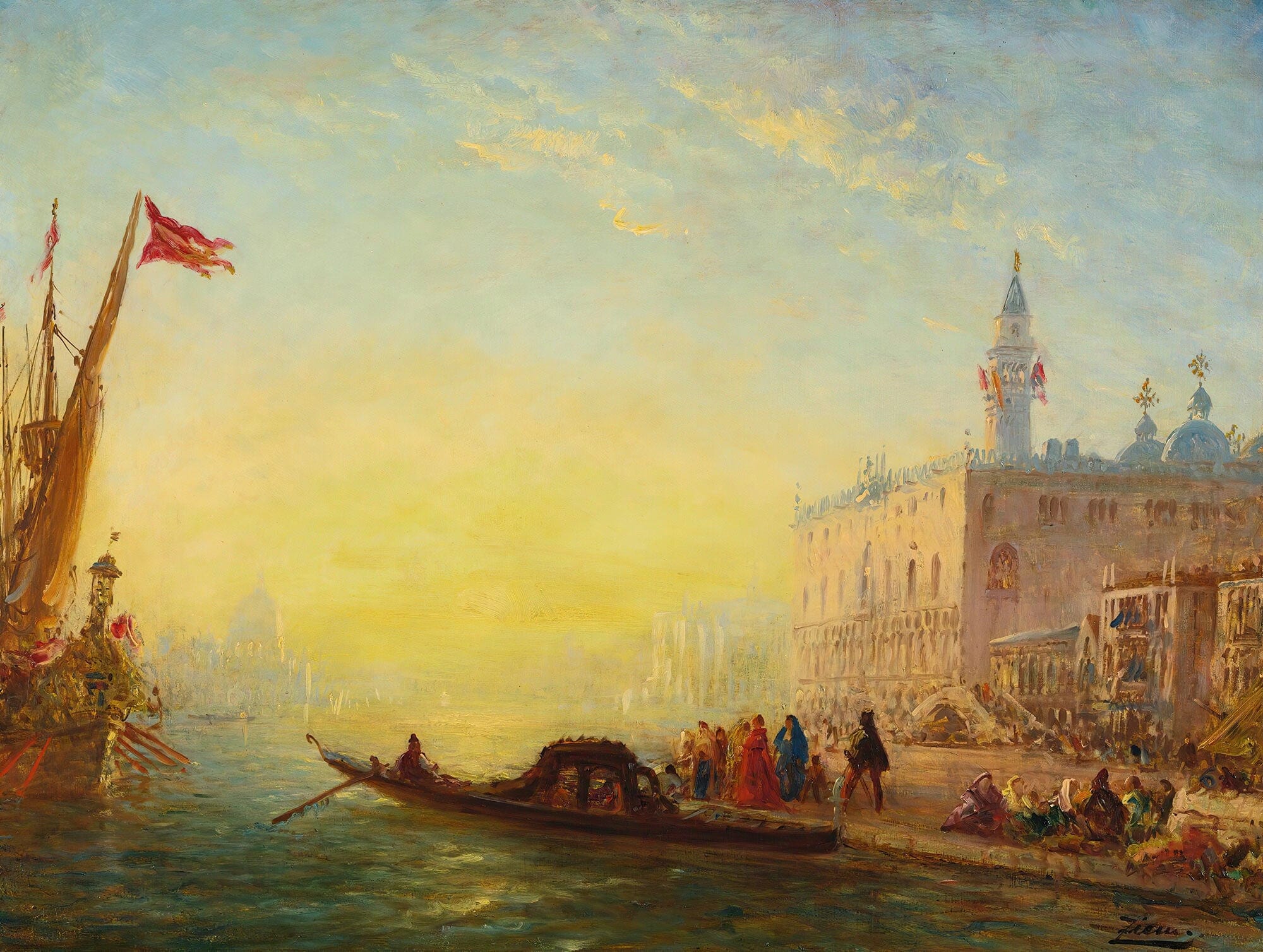 La Gondole Quai Des Esclavons by Felix Ziem