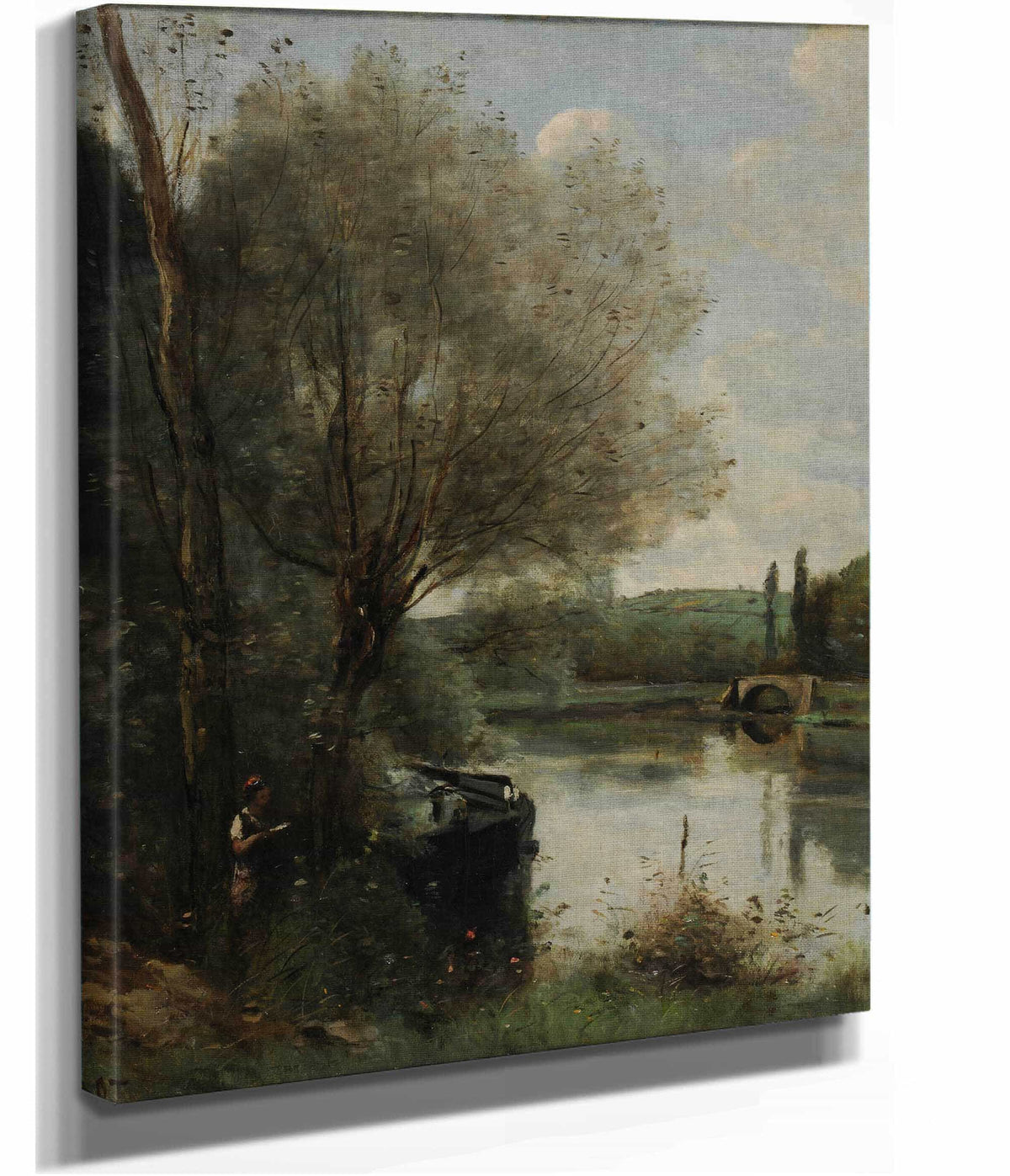 La Liseuse Sur La Rive Boisee by Jean Baptiste Camille Corot
