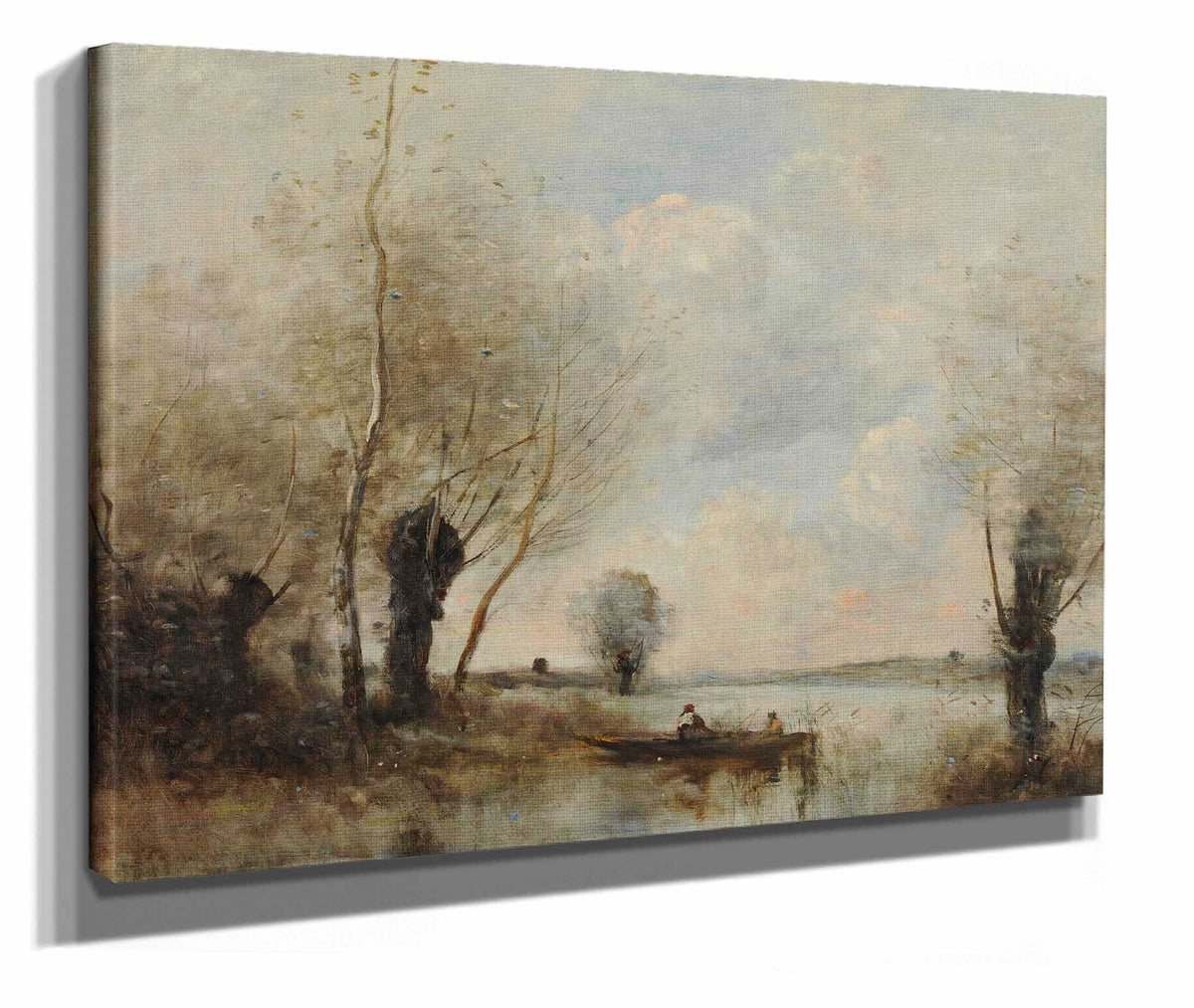 La Peche En Barque Aupres Des Saules by Jean Baptiste Camille Corot