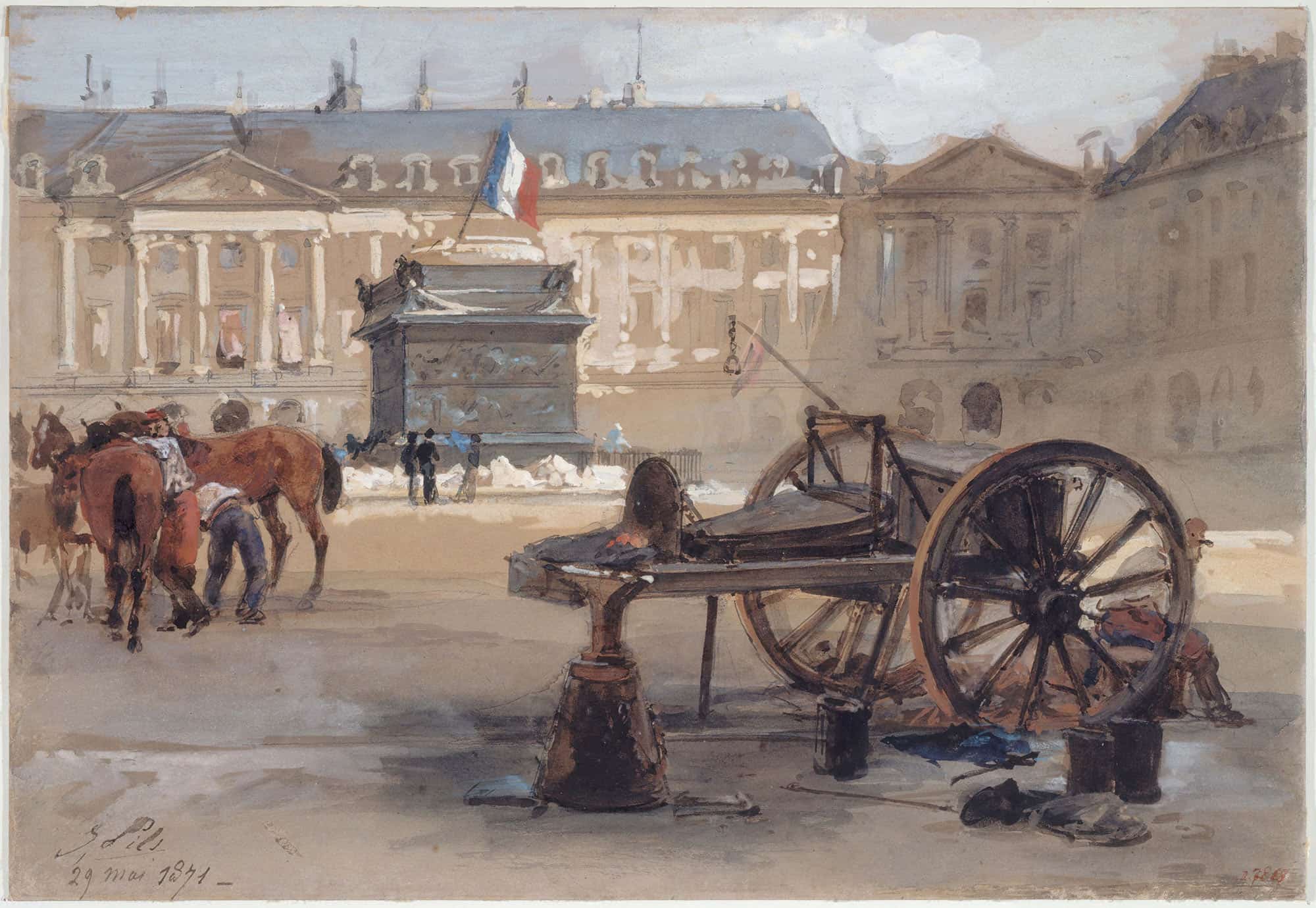 La Place Vendome Apres Le Renversement De La Colonne by Isidore Pils