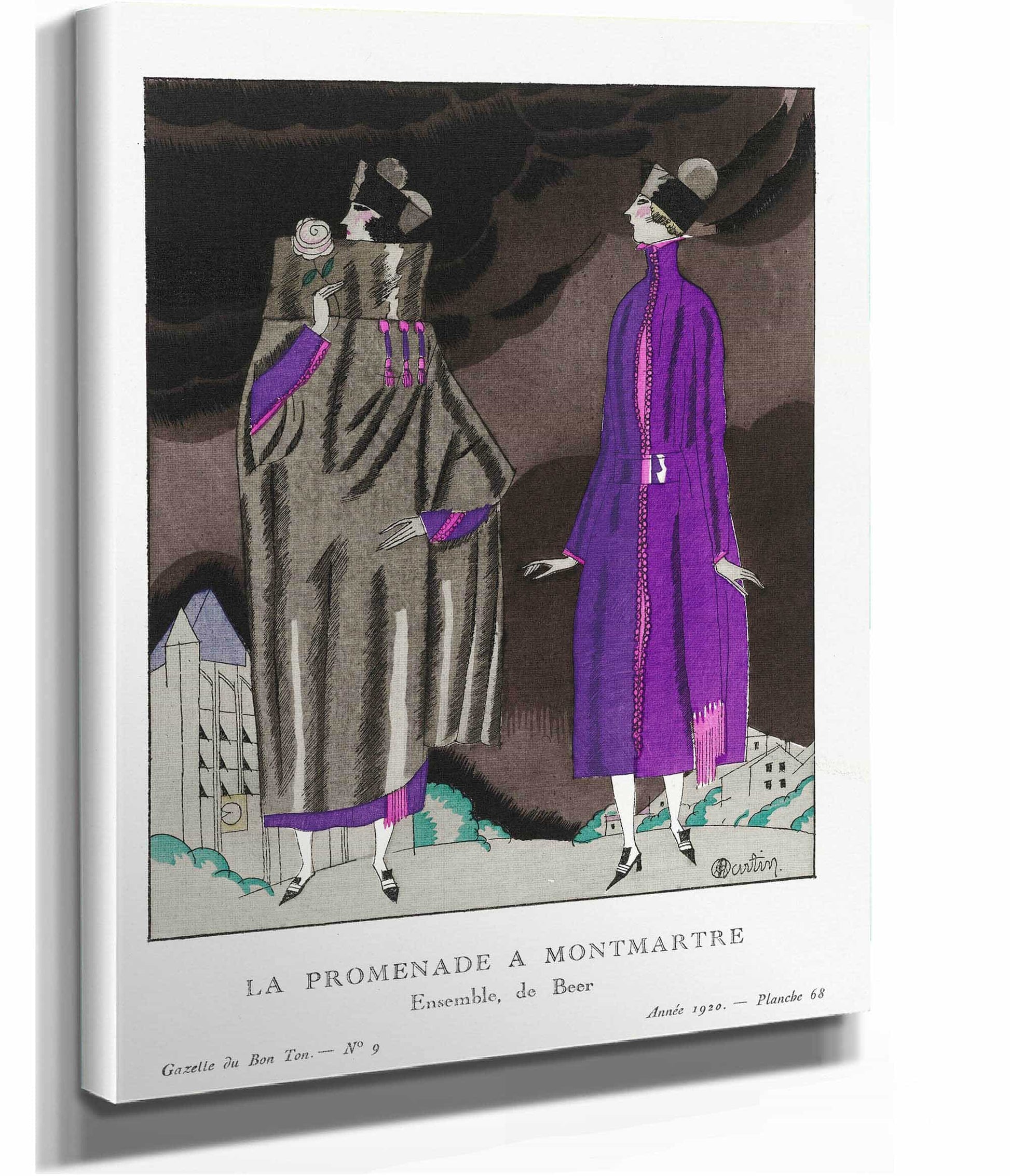 La Promenade A Montmartre Ensemble De Beer by Charles Martin