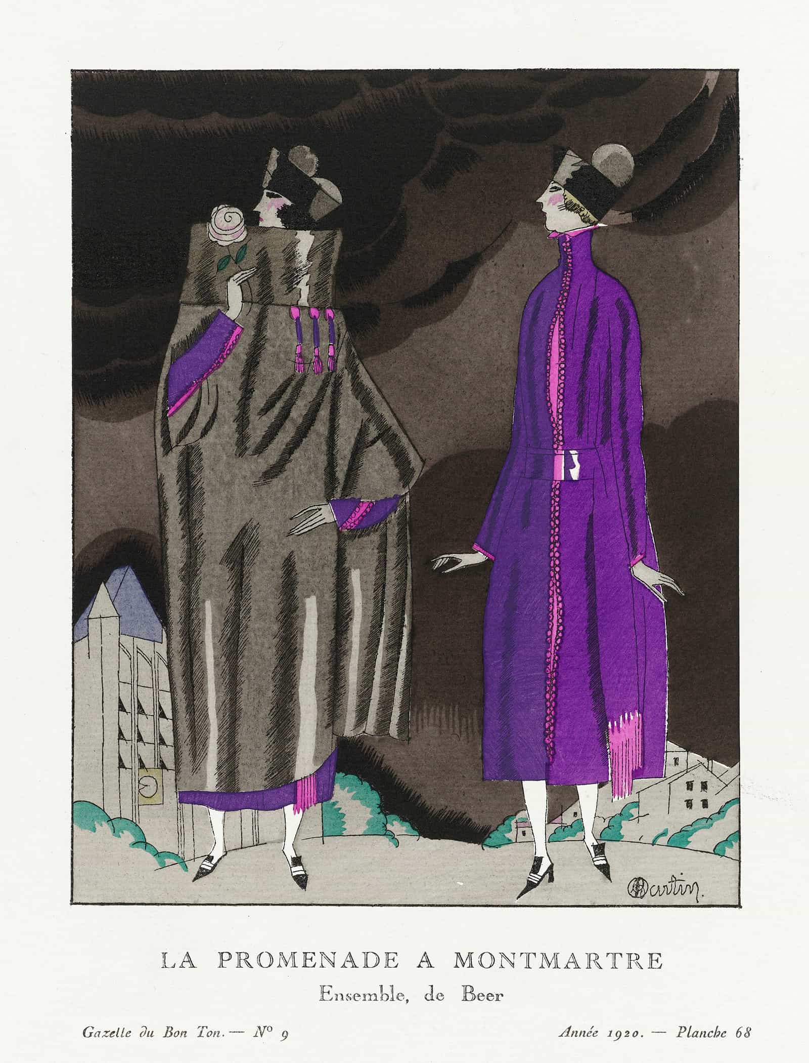 La Promenade A Montmartre Ensemble De Beer by Charles Martin