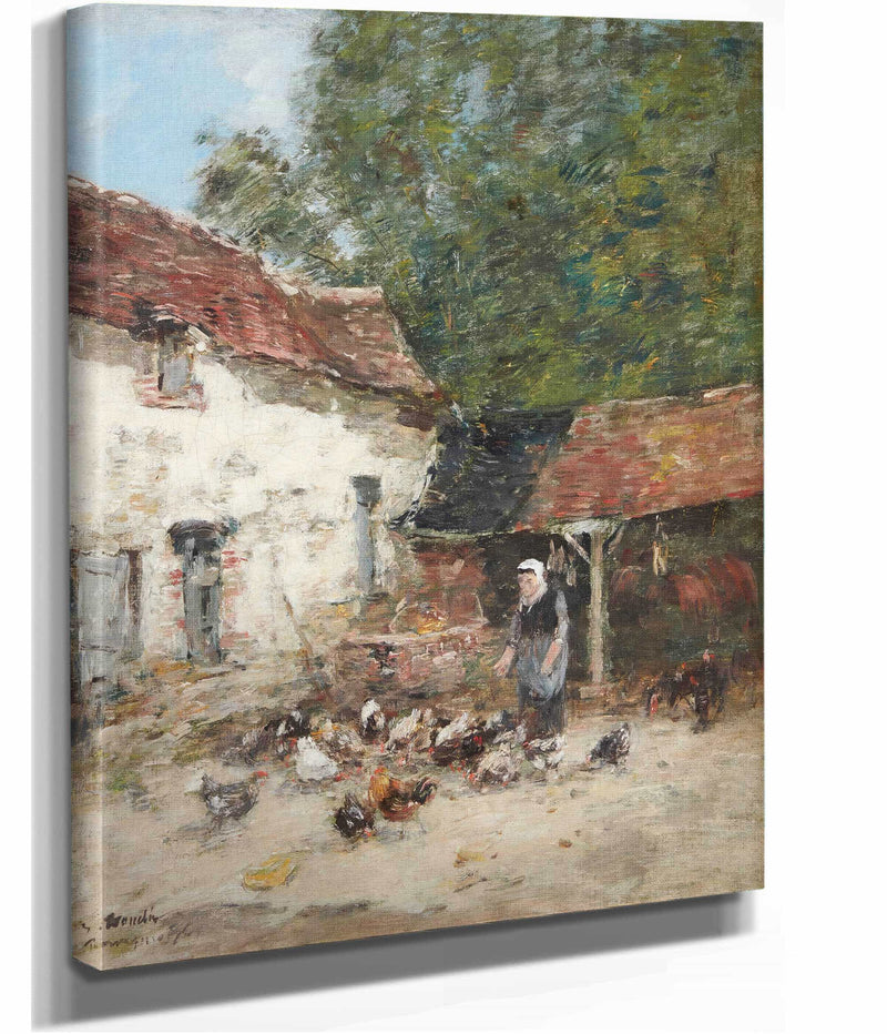 La Provende Des Poules by Eugene Boudin