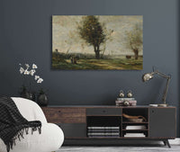 La Rencontre Au Bord Du Chemin by Jean Baptiste Camille Corot