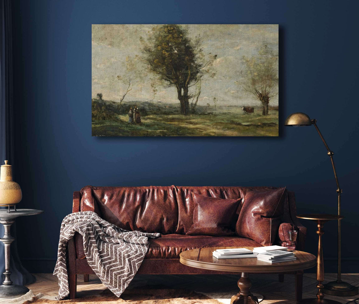 La Rencontre Au Bord Du Chemin by Jean Baptiste Camille Corot