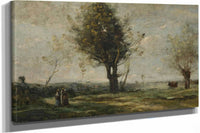 La Rencontre Au Bord Du Chemin by Jean Baptiste Camille Corot