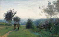 La Rencontre Matinale Sur Les Hauteurs De Sevres by Jean Baptiste Camille Corot