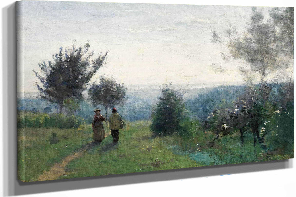 La Rencontre Matinale Sur Les Hauteurs De Sevres by Jean Baptiste Camille Corot