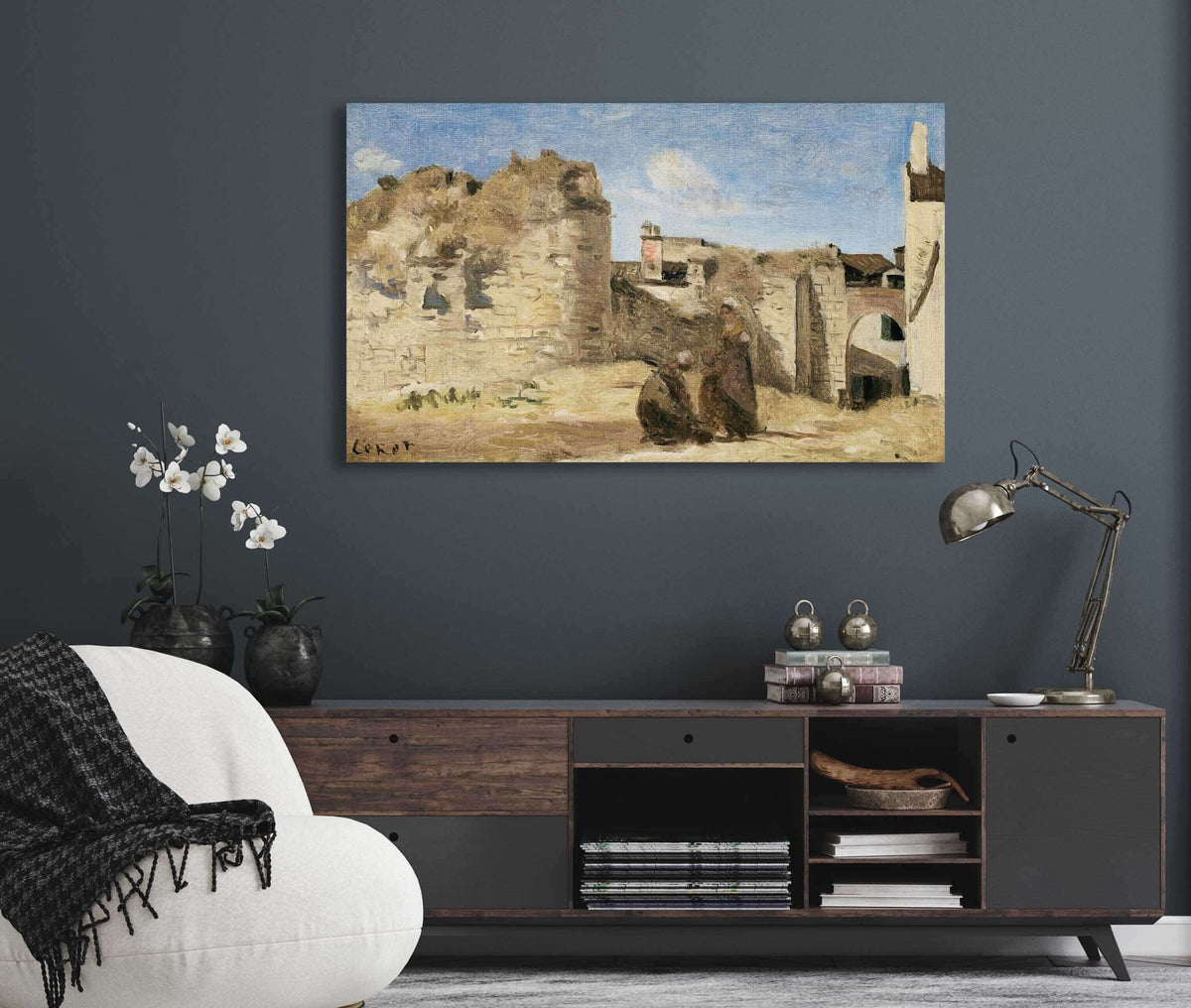 La Rochelle Un Coin De La Cour De La Commanderie by Jean Baptiste Camille Corot