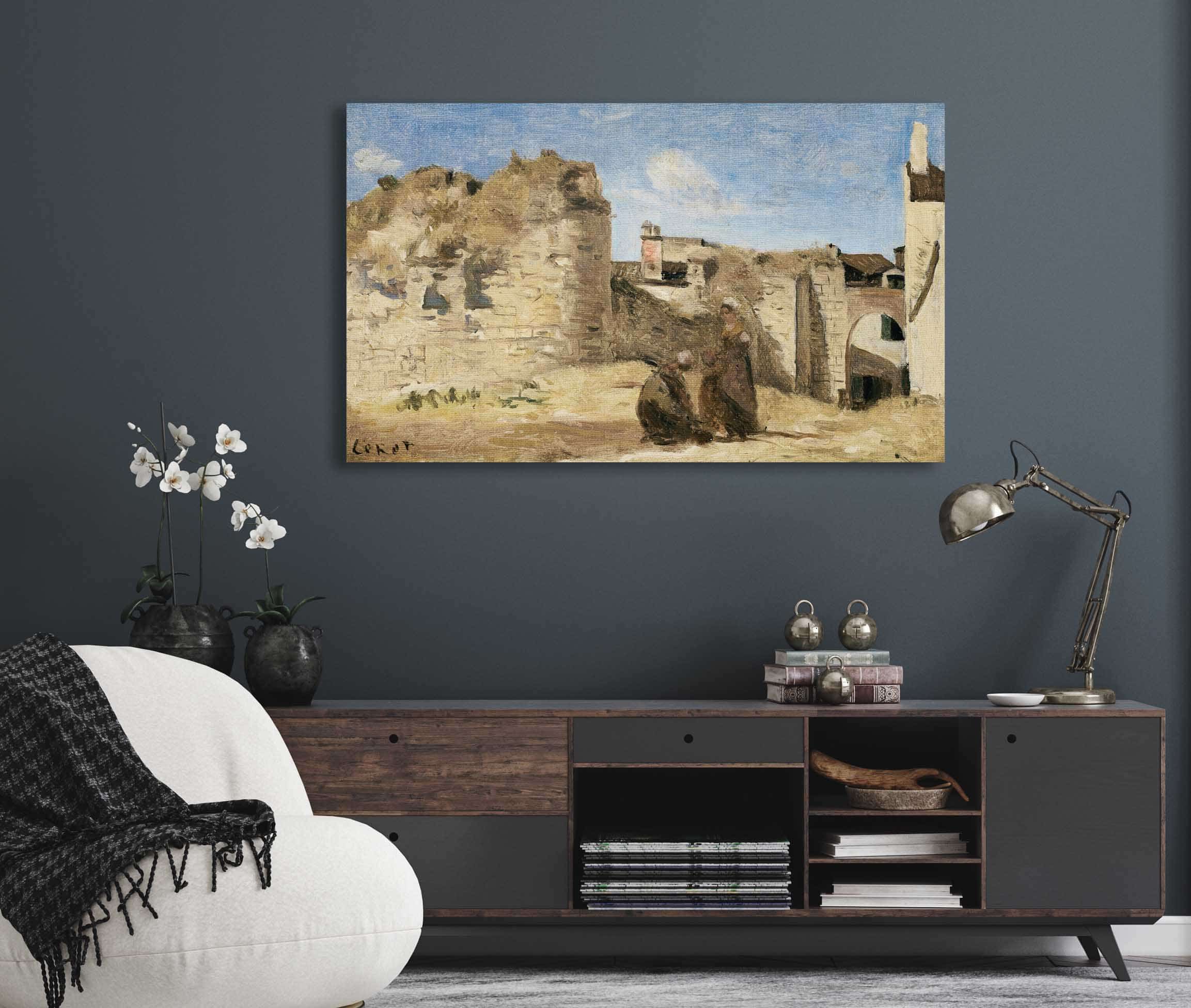 La Rochelle Un Coin De La Cour De La Commanderie by Jean Baptiste Camille Corot