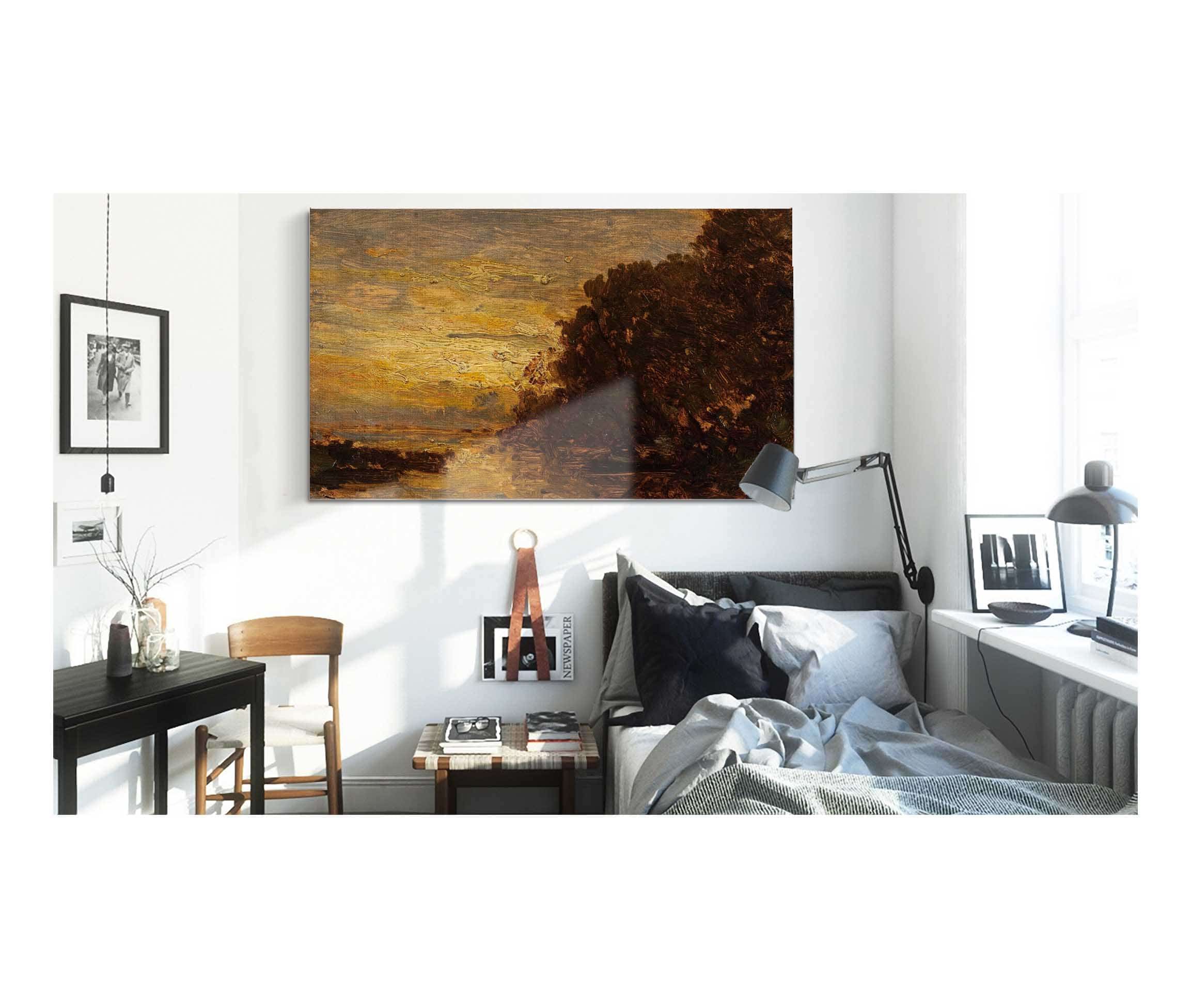 La Seine A Billancourt Coucher De Soleil by Felix Ziem