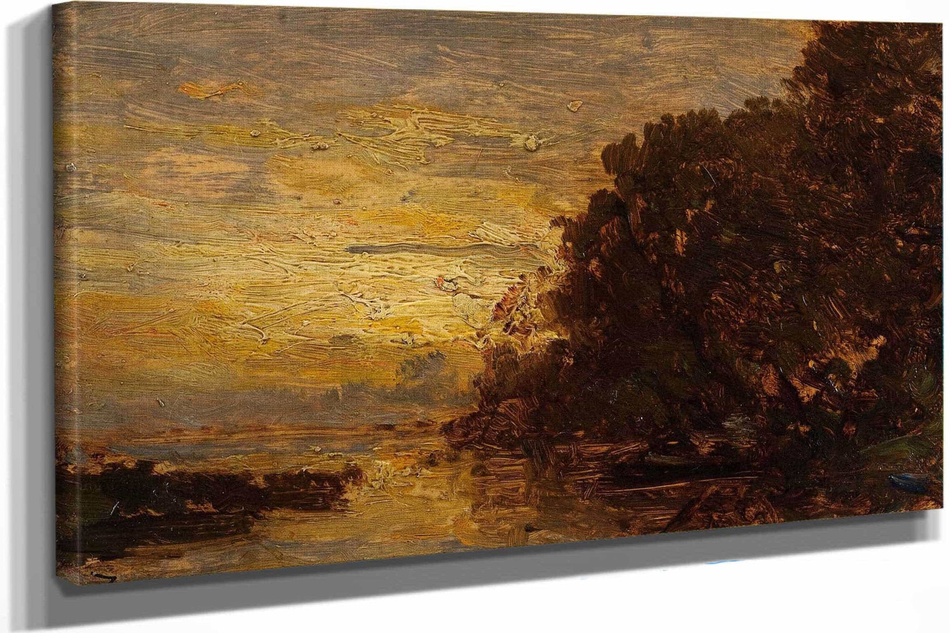 La Seine A Billancourt Coucher De Soleil by Felix Ziem