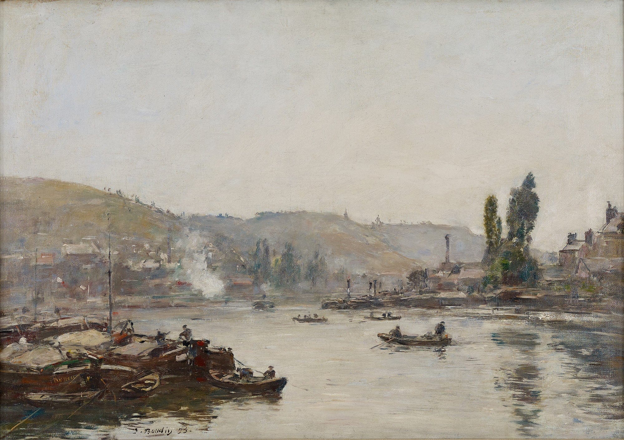La Seine A Rouen The Seine At Rouen by Eugene Boudin