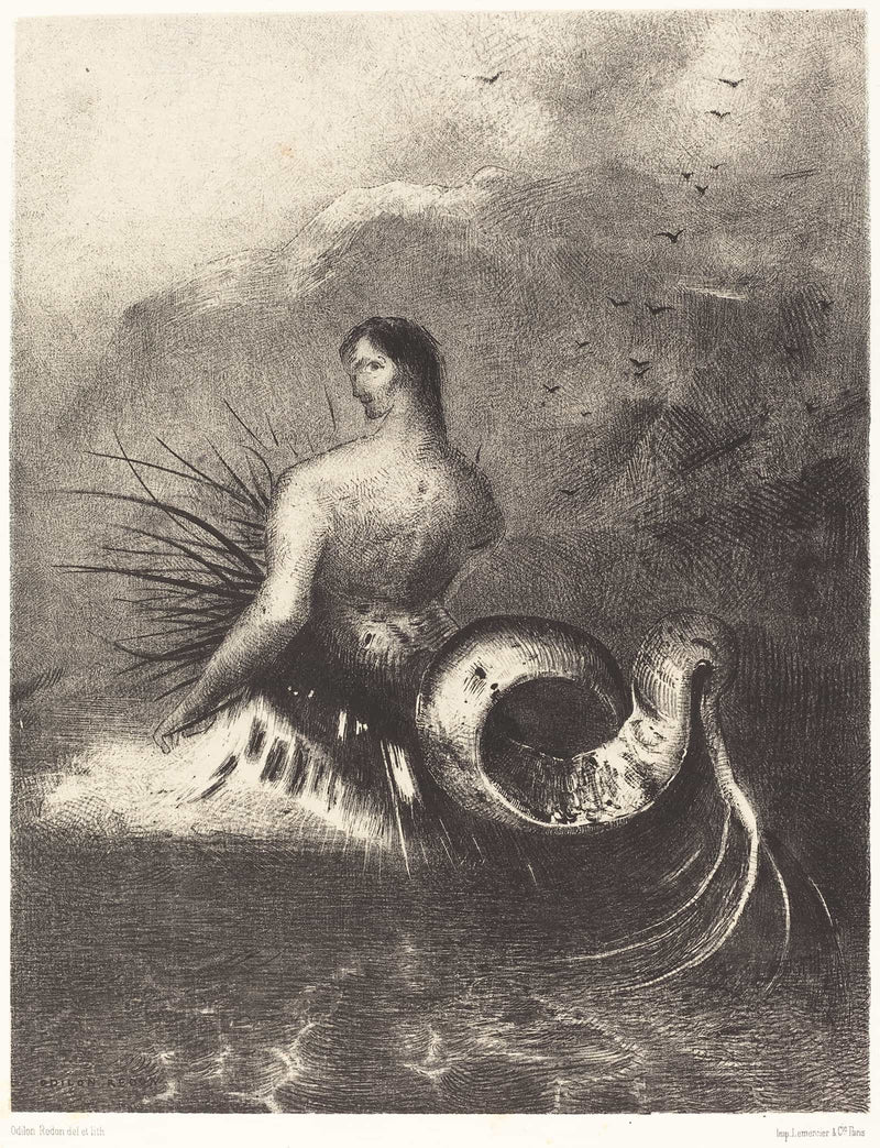 La Sirene Sortit Des Flots Vetue De Dards The Siren Clothed In Barbs Emerged From The Waves by Odilon Redon