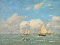 La Sortie Des Barques A Trouville by Eugene Boudin
