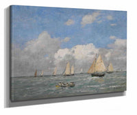 La Sortie Des Barques A Trouville by Eugene Boudin