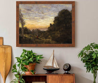 La Tour Dans Les Arbres The Tower In The Trees by Jean Baptiste Camille Corot