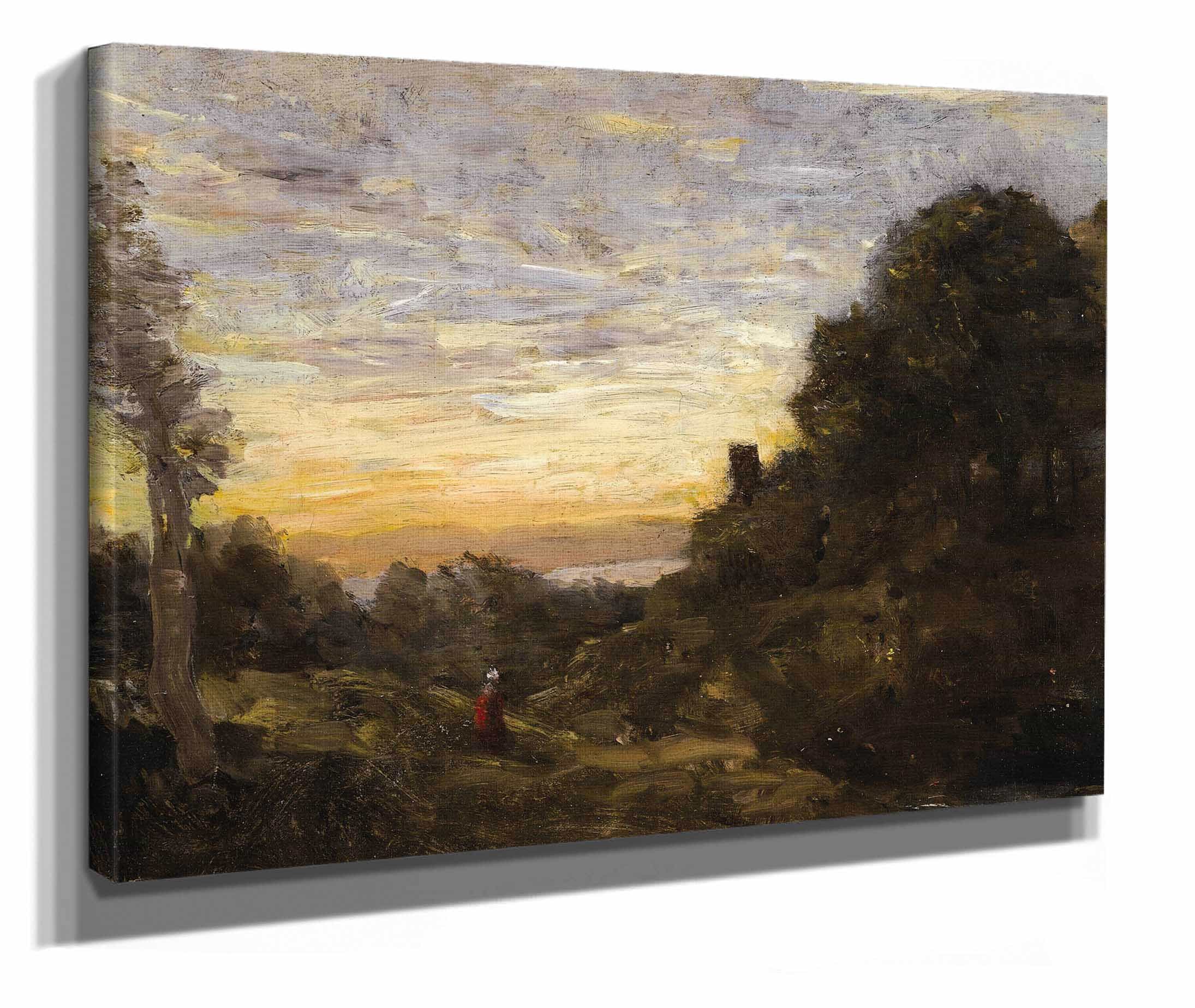 La Tour Dans Les Arbres The Tower In The Trees by Jean Baptiste Camille Corot