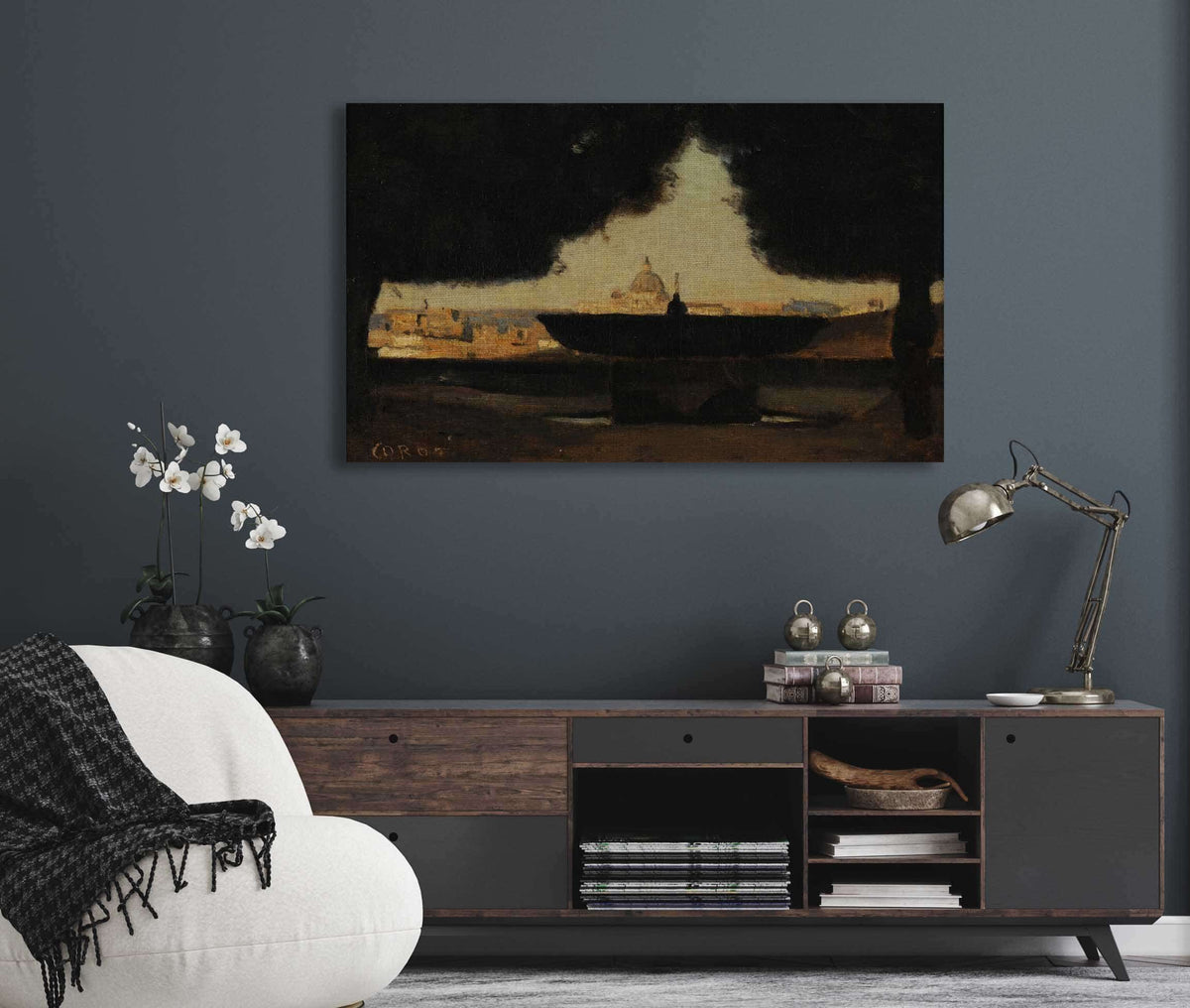 La Vasque De La Villa Medicis After by Jean Baptiste Camille Corot