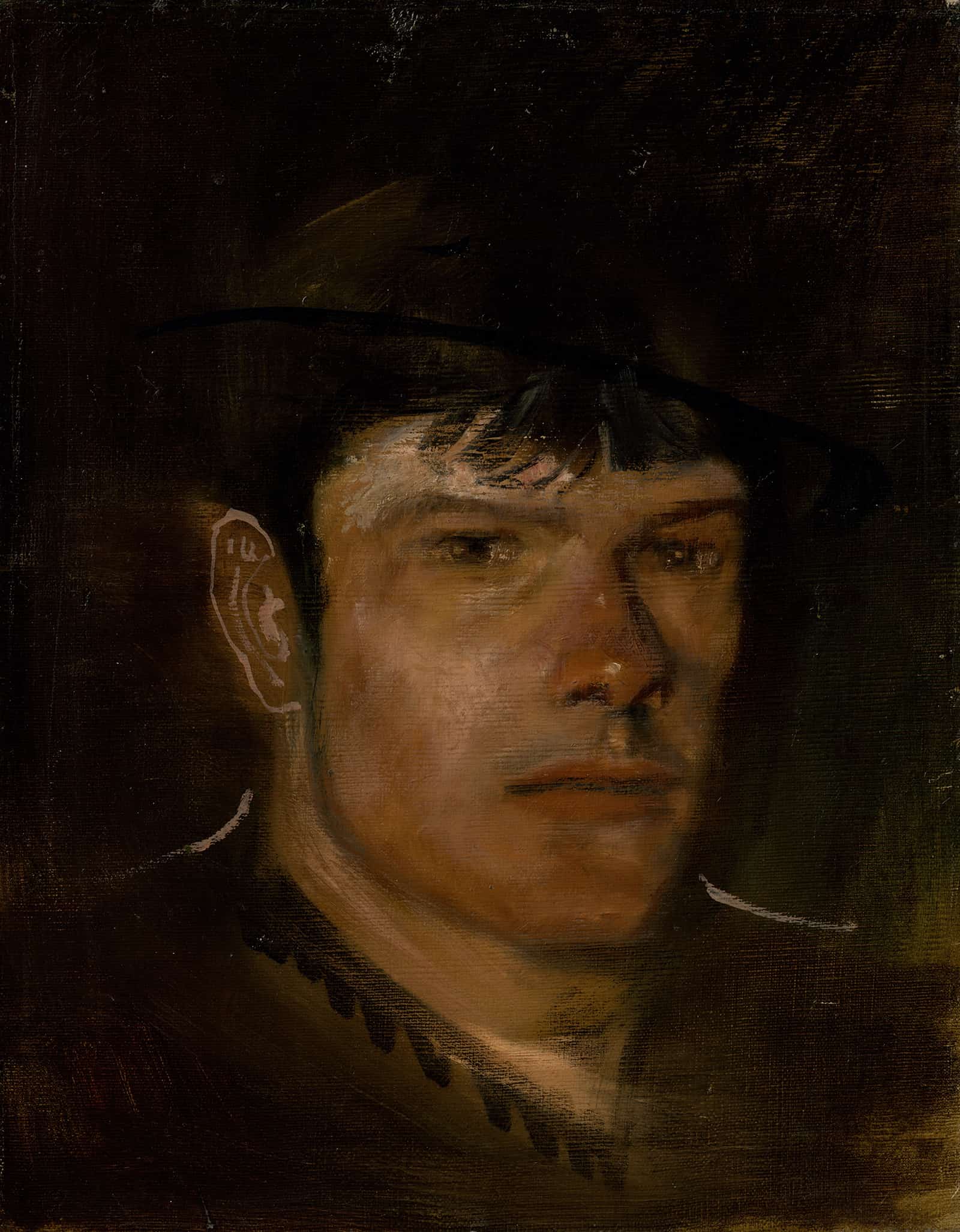 Lad With A Large Ear And A Small Hat   by Ladislav Mednyanszky