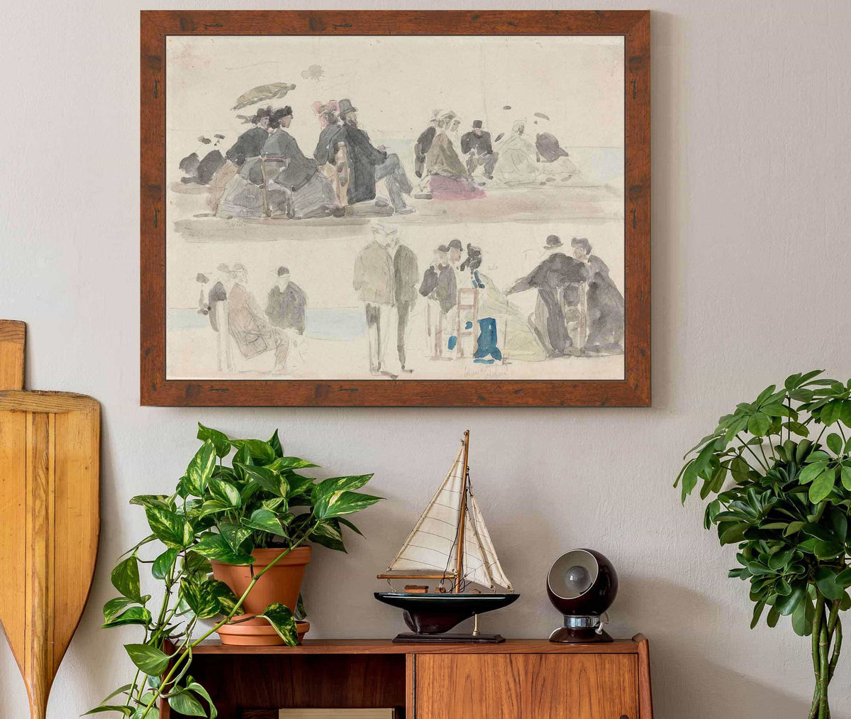 Ladies And Gentlemen On The Beach In Two Registers by Eugene Boudin