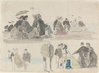 Ladies And Gentlemen On The Beach In Two Registers by Eugene Boudin