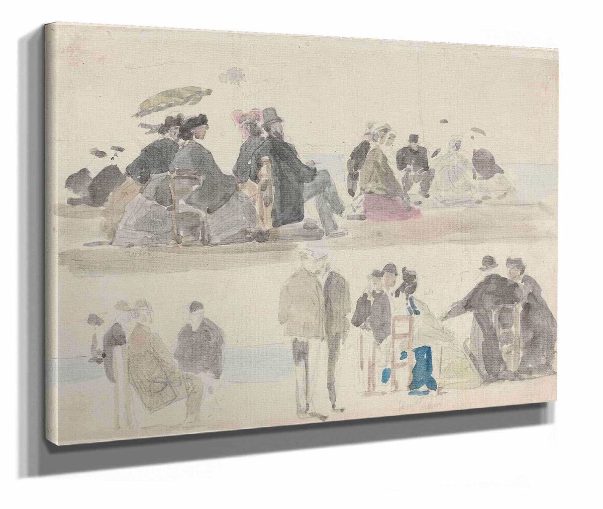 Ladies And Gentlemen On The Beach In Two Registers by Eugene Boudin