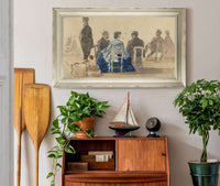 Ladies And Gentlemen Seated On The Beach With A Dog by Eugene Boudin
