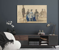 Ladies And Gentlemen Seated On The Beach With A Dog by Eugene Boudin