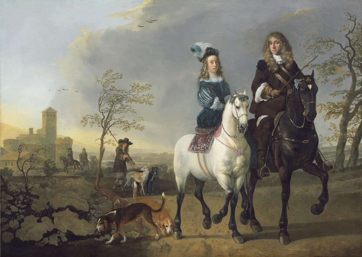 Lady And Gentleman On Horseback by Aelbert Cuyp