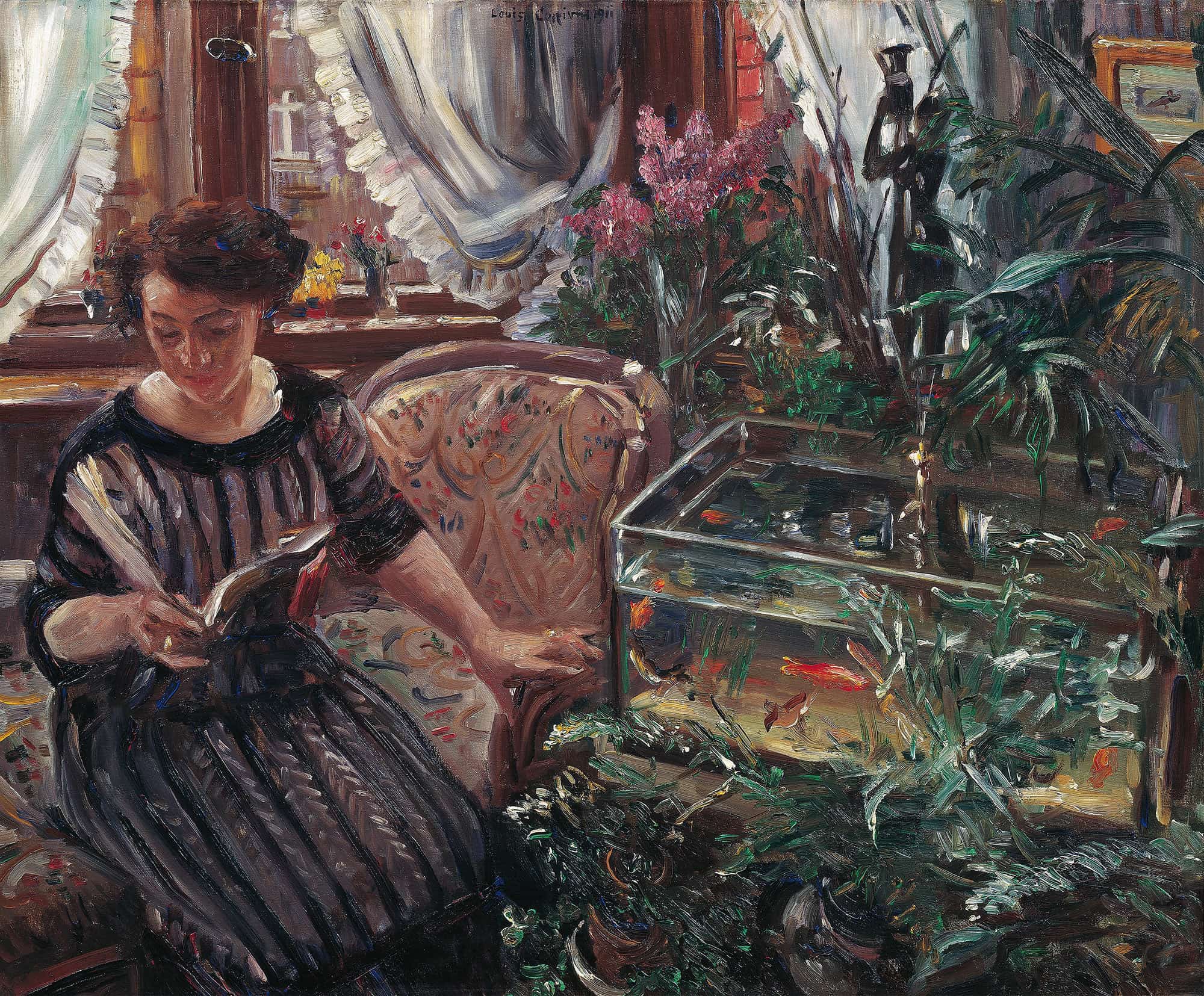 Lady At The Goldfish Basin by Lovis Corinth
