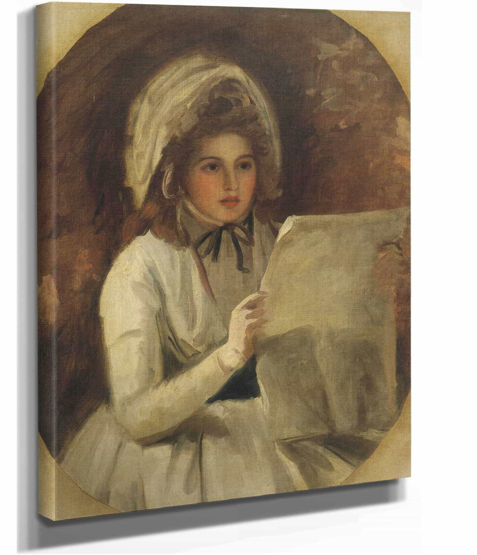 Lady Hamilton As Serena Reading A Newspaper by George Romney