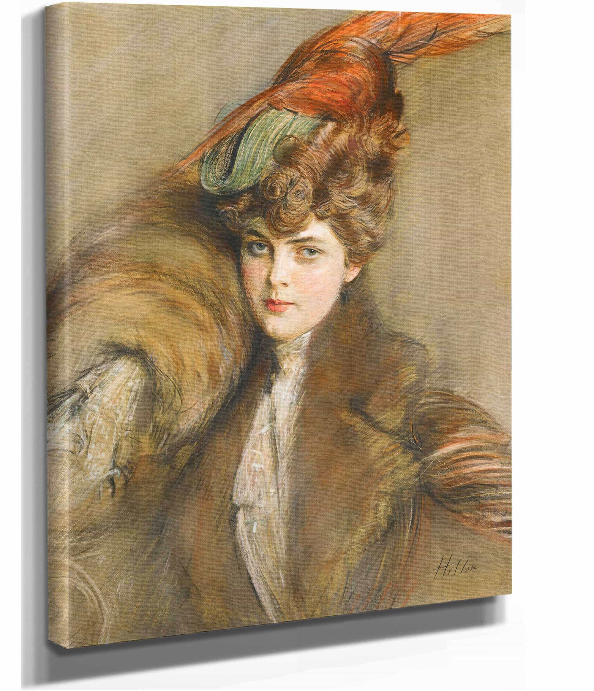 Lady In A Feather Hat by Paul Cesar Helleu