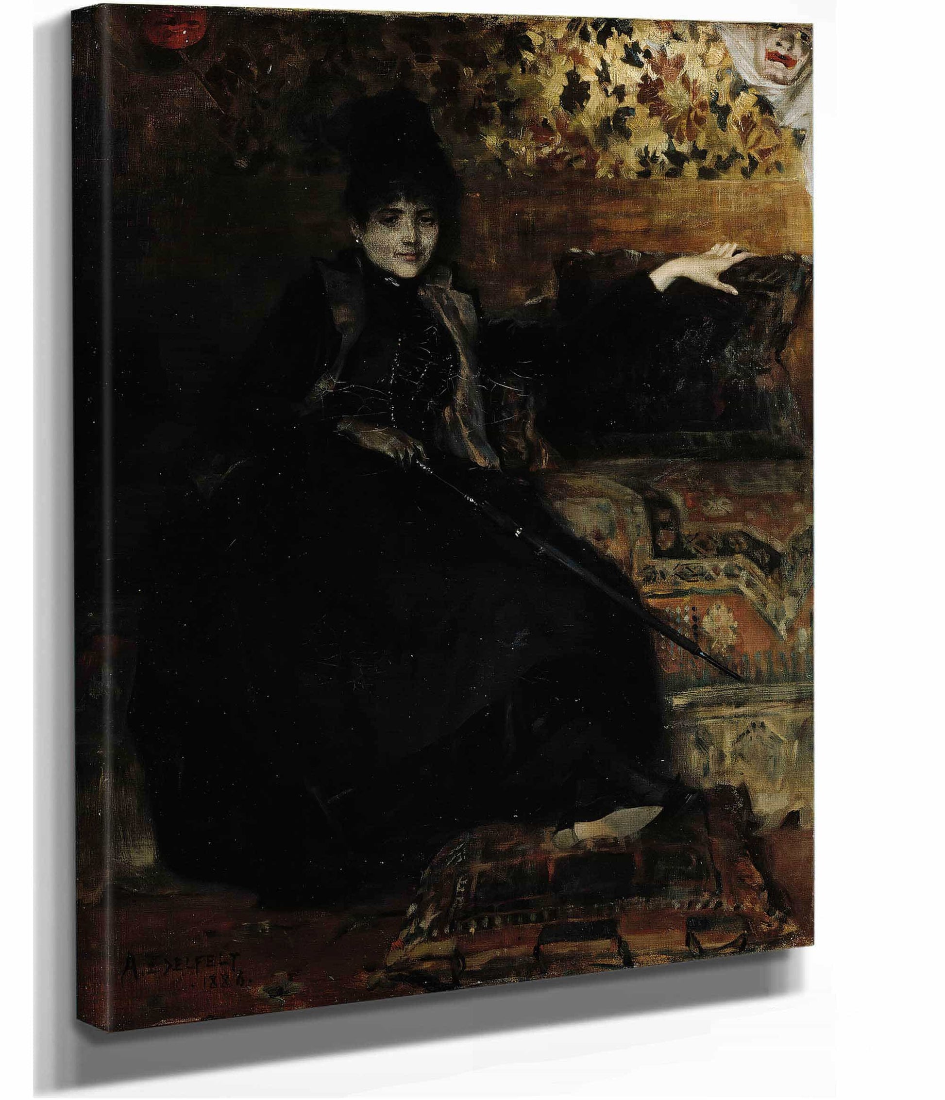 Lady In Black Seated Therese Noire by Albert Edelfelt