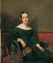 Lady In Vermilion Dress by Ferdinand Georg Waldmuller