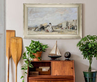Lady In White On The Beach At Trouville by Eugene Boudin