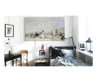 Lady In White On The Beach At Trouville by Eugene Boudin