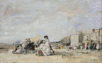 Lady In White On The Beach At Trouville by Eugene Boudin