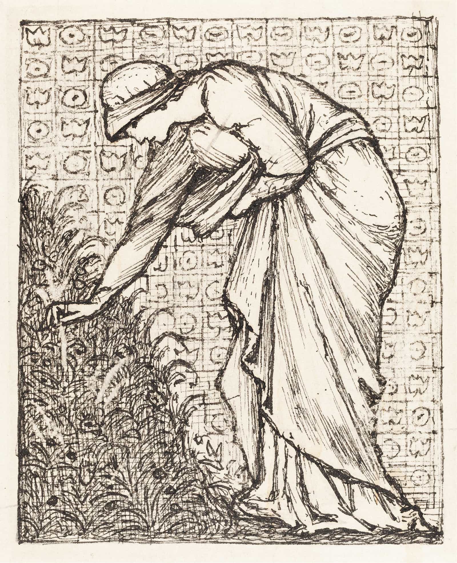 Lady Picking Flowers by Sir Edward Coley Burne Jones