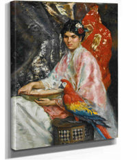 Lady With A Parrot by Julius Leblanc Stewart