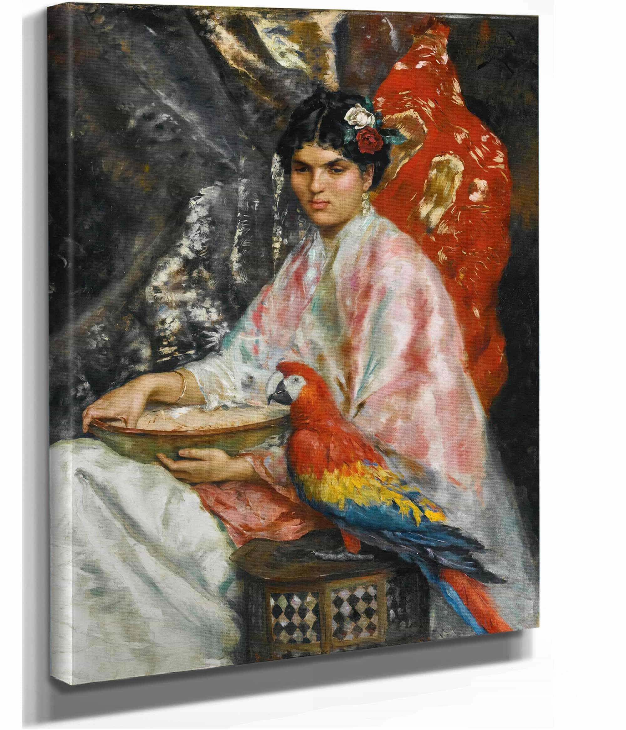 Lady With A Parrot by Julius Leblanc Stewart