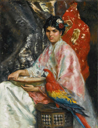 Lady With A Parrot by Julius Leblanc Stewart